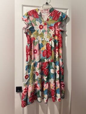 Pretty Persuasions Floral Tiered Dress in Red, Pink, Green, Blue, White